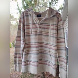 O'Neill Cream Striped Hooded Pullover with Multicolor Accents